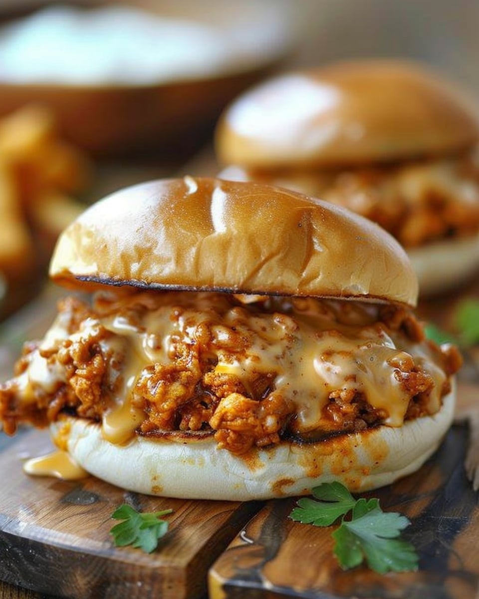 Cajun Chicken Sloppy Joes With Creamy Cheese Sauce