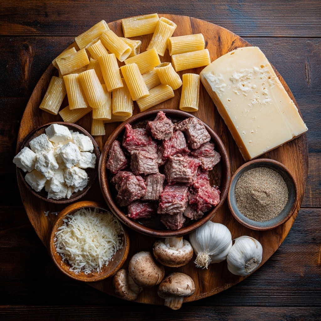 Cajun Steak Tips In Cheesy Rigatoni Parmesan Sauce