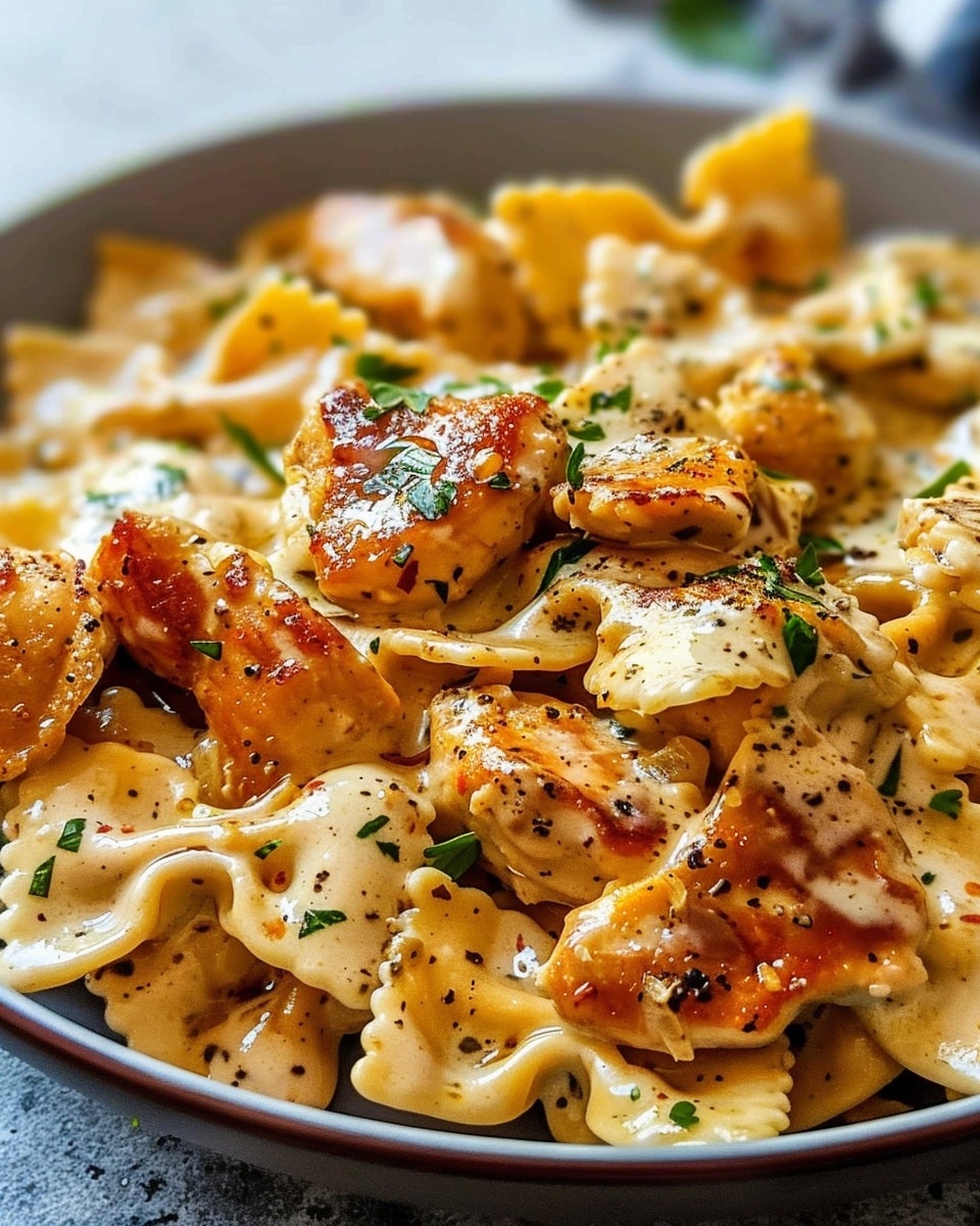 Cheesy Garlic Butter Chicken Bowties With Mozzarella Cream Sauce