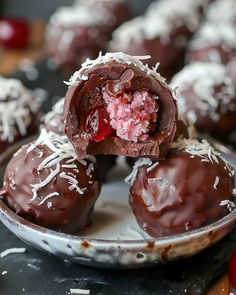 Chocolate Maraschino Cherry Coconut Truffles