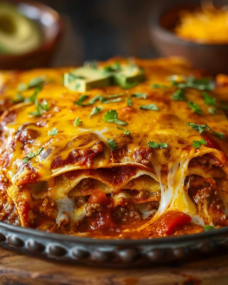 New Mexico Style Stacked Red Enchiladas