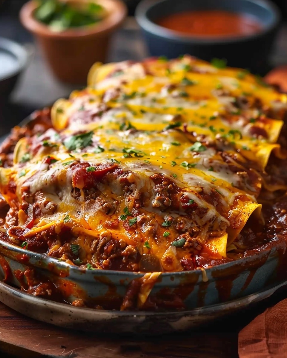New Mexico Style Stacked Red Enchiladas