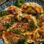 Oven-Baked Dumplings With Peanut Sauce
