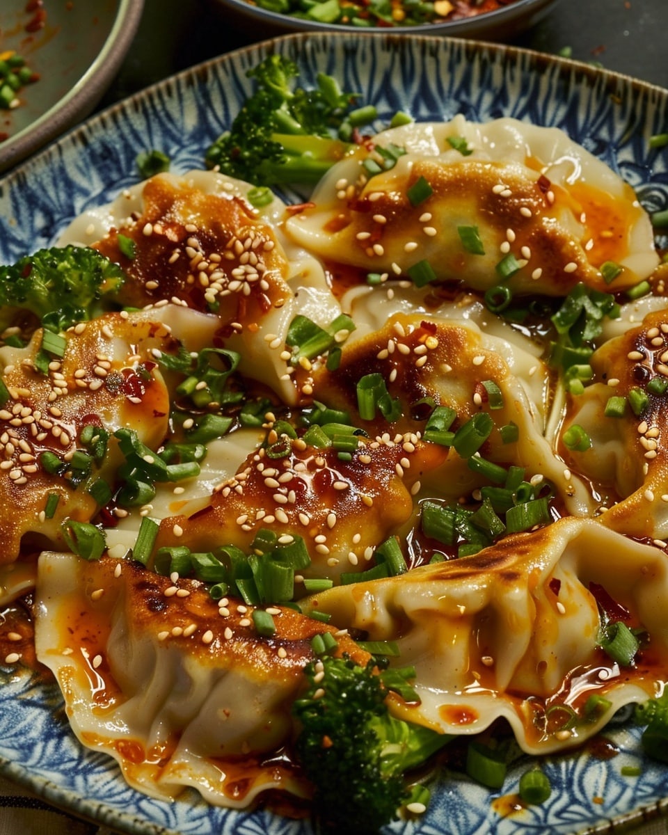 Oven-Baked Dumplings With Peanut Sauce