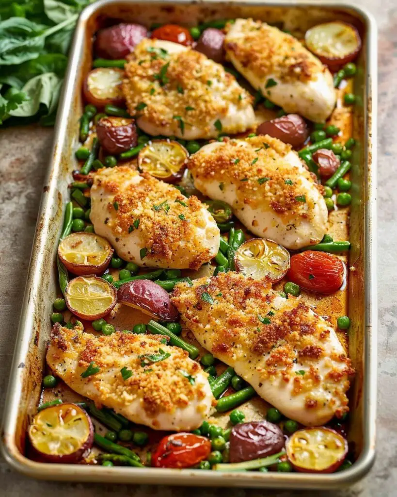Parmesan Crusted Chicken Sheet Pan Dinner