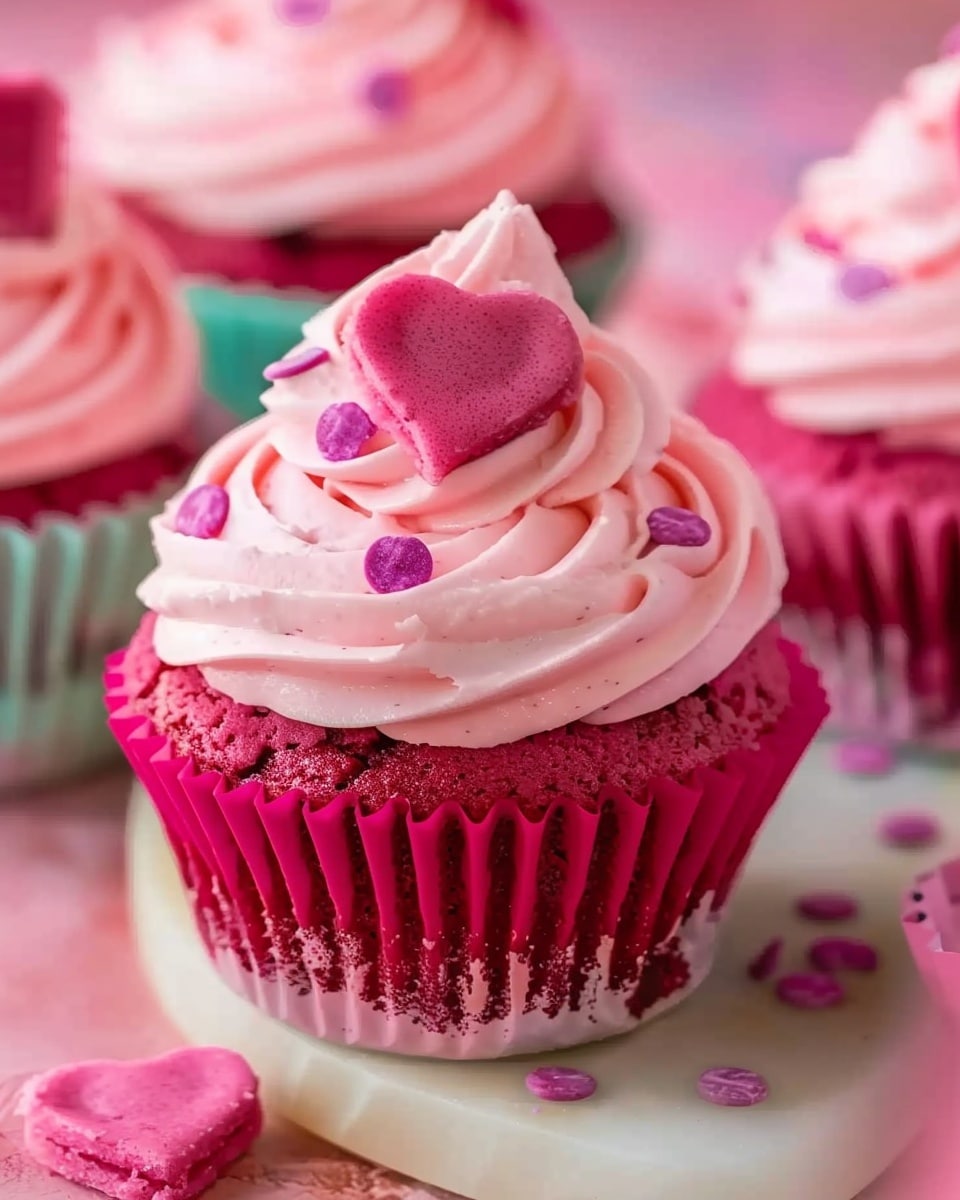 Pink Velvet Cupcakes With Vanilla Buttercream Frosting