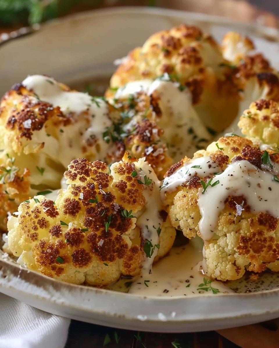 Ruth’s Chris-Style Roasted Cauliflower With Parmesan Cream