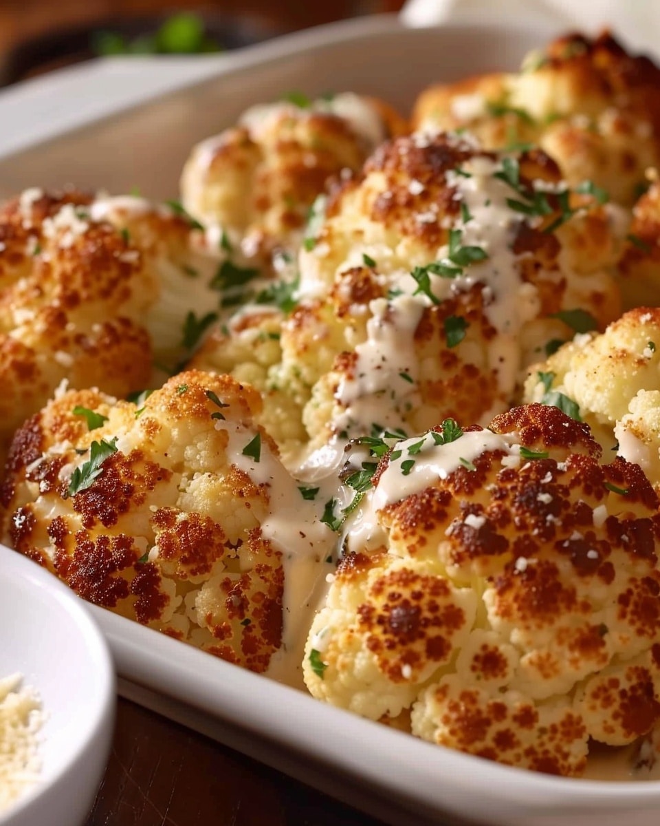 Ruth’s Chris-Style Roasted Cauliflower With Parmesan Cream