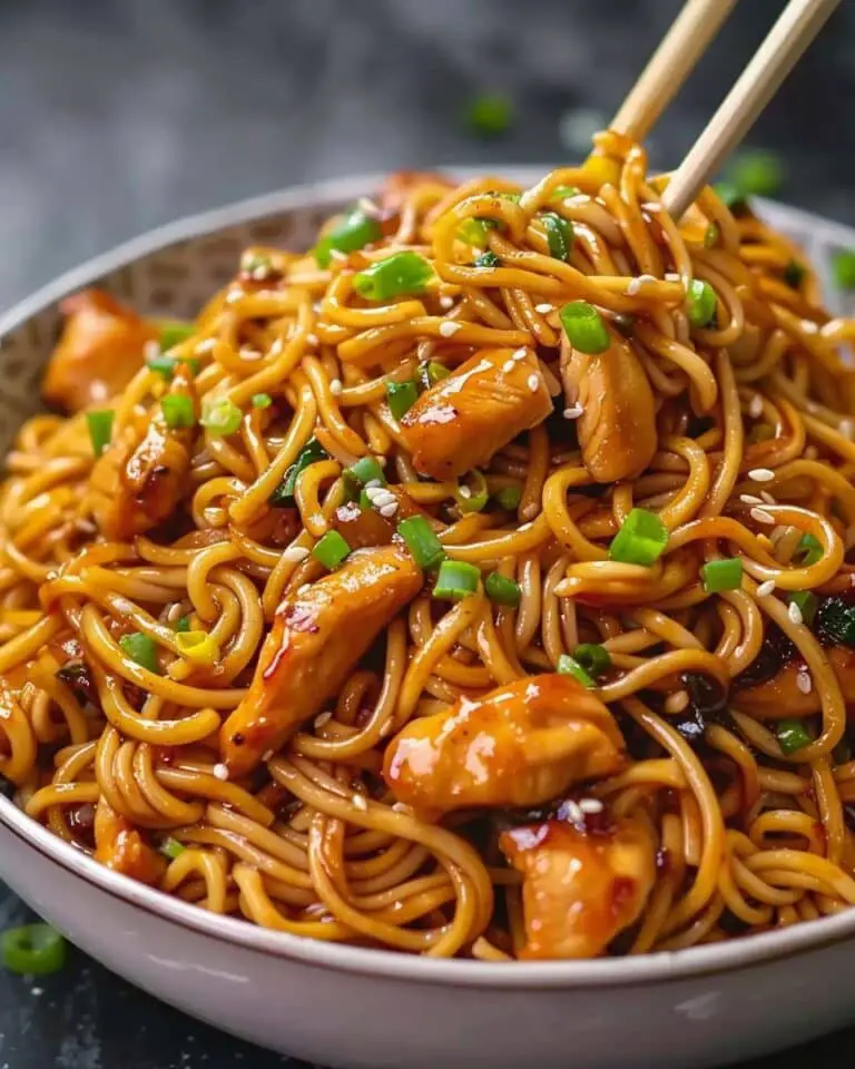 Sticky Garlic Chicken Noodles Recipe