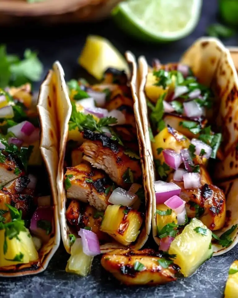 Teriyaki Chicken Tacos With Grilled Pineapple Pear Salsa