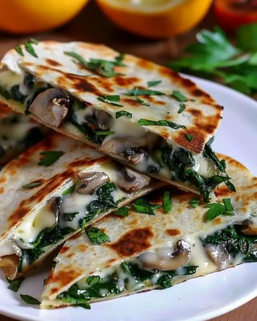 Baked Spinach Mushroom Quesadillas