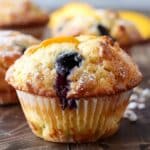 Bakery Style Blueberry Peach Muffins