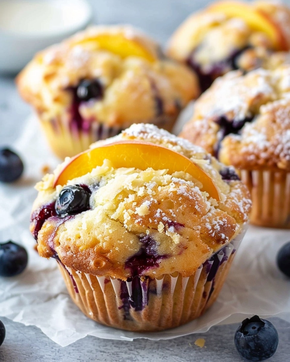 Bakery Style Blueberry Peach Muffins