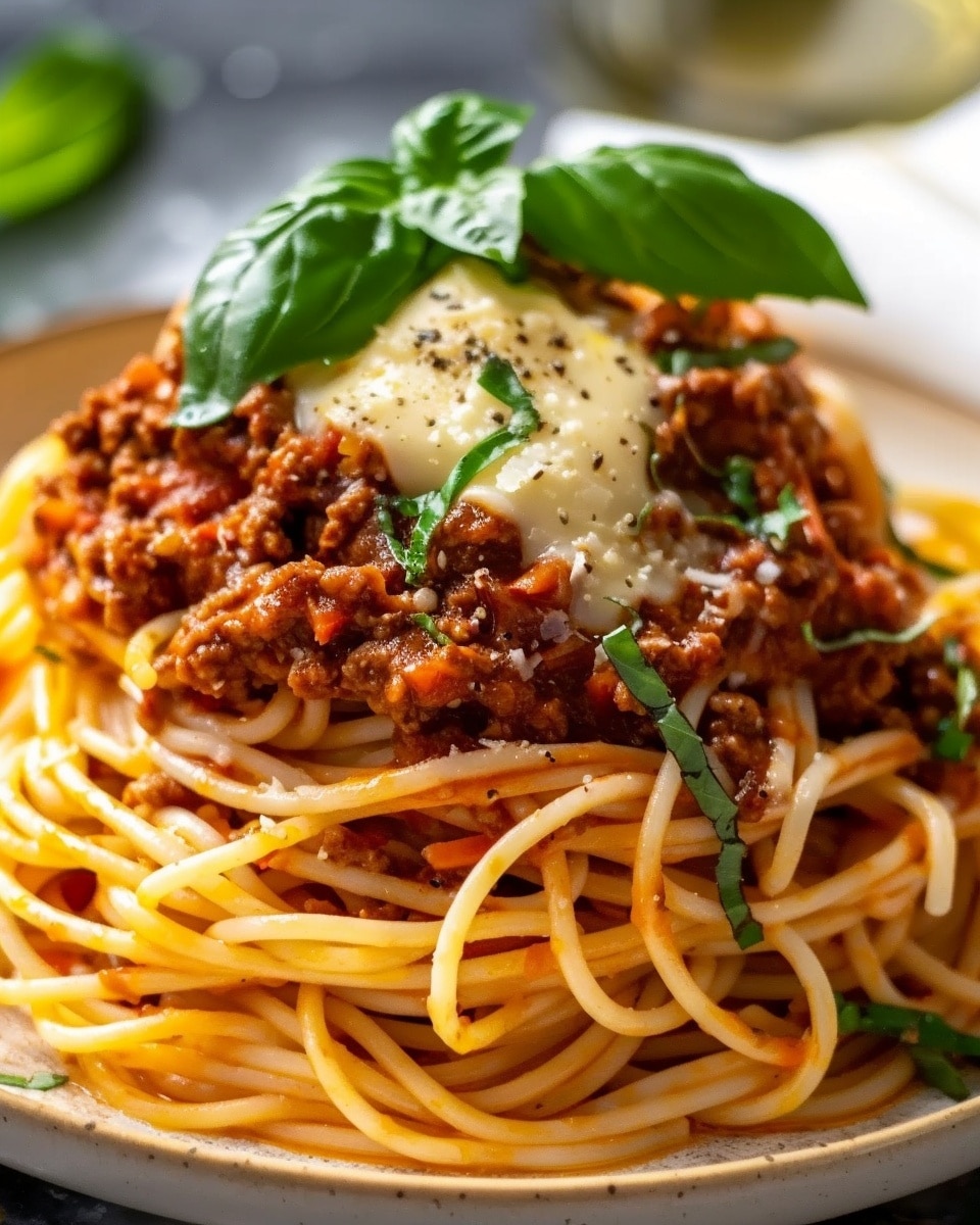 Beef Bolognese With Creamy Garlic Butter Spaghetti