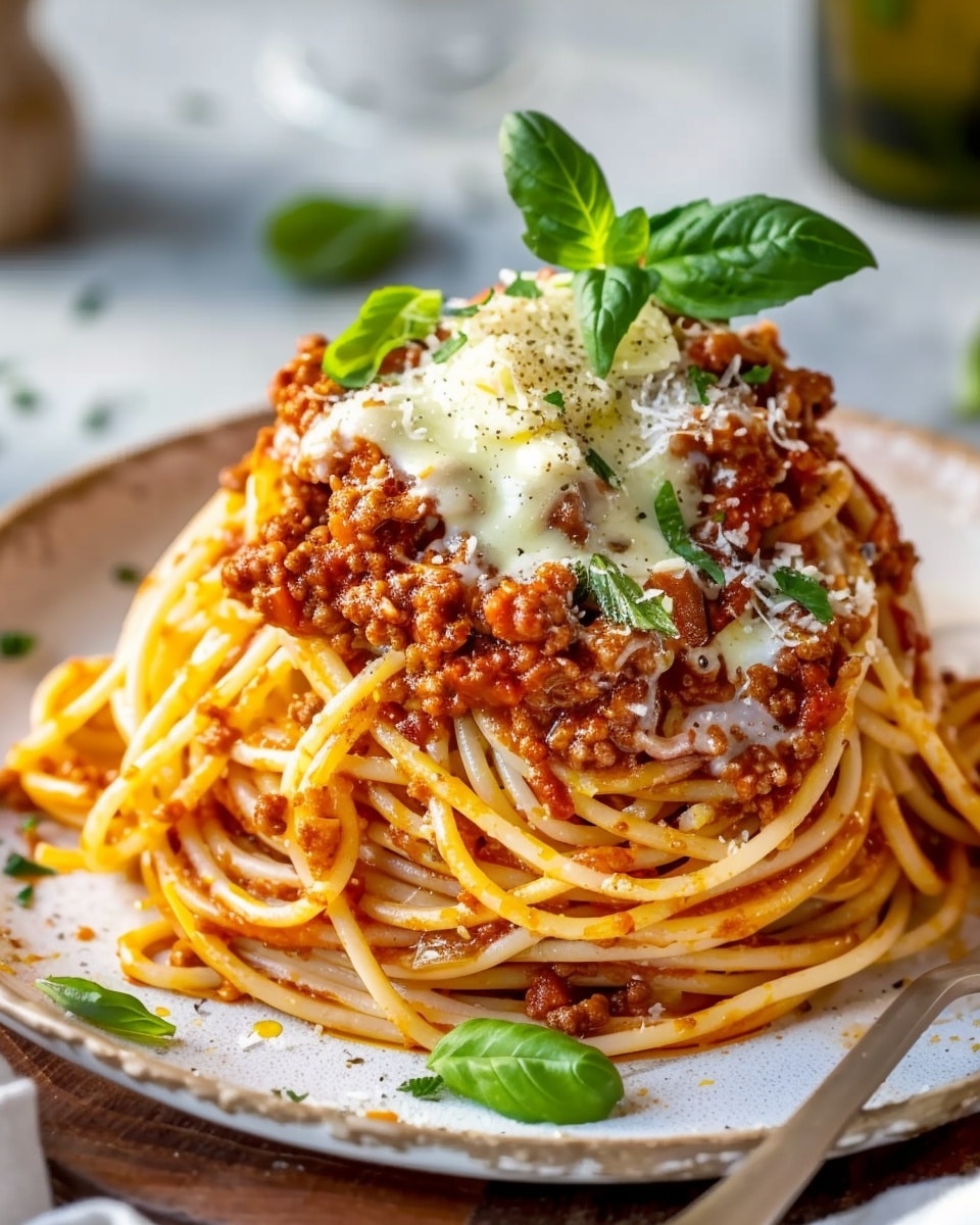 Beef Bolognese With Creamy Garlic Butter Spaghetti