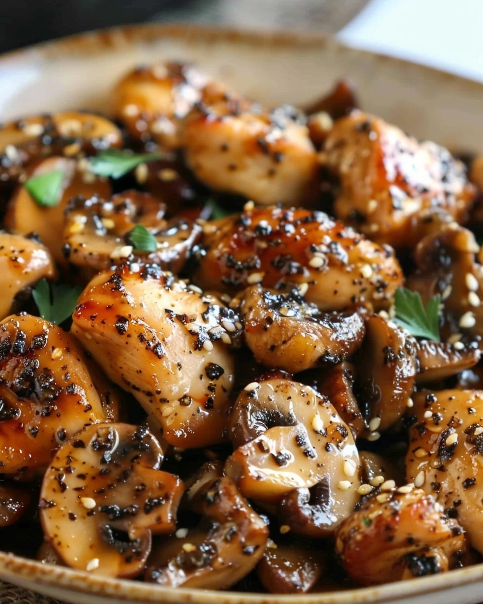 Black Pepper Chicken With Mushrooms