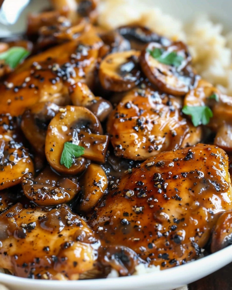 Black Pepper Chicken With Mushrooms