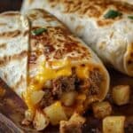 Cheesy Beef and Potato Burritos