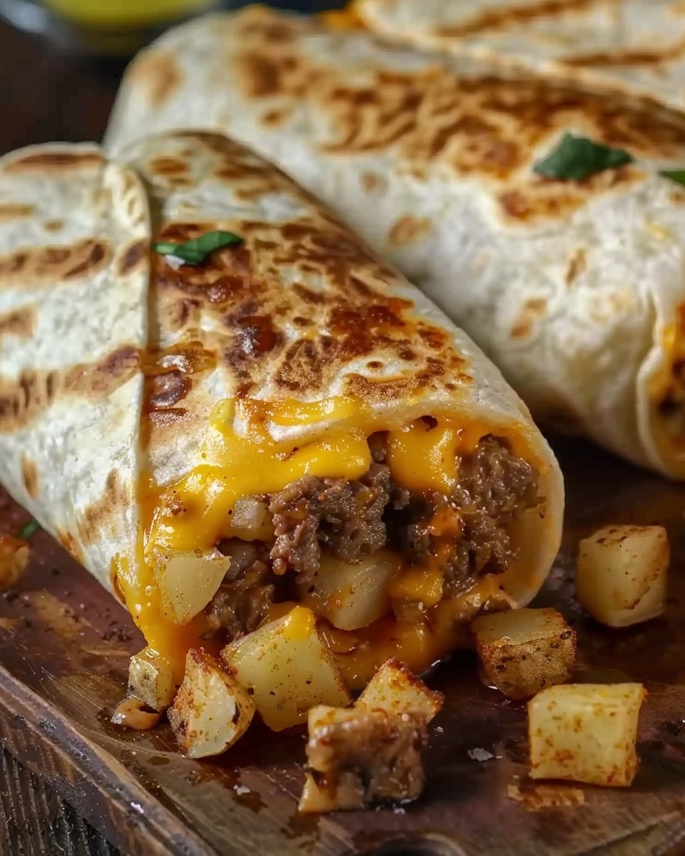 Cheesy Beef and Potato Burritos