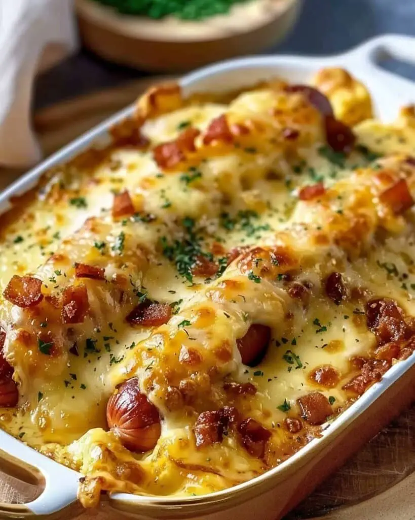 Crispy Cheesy Hotdogs Bake