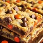 Reese’s Pieces Chocolate Chip Cookie Bars