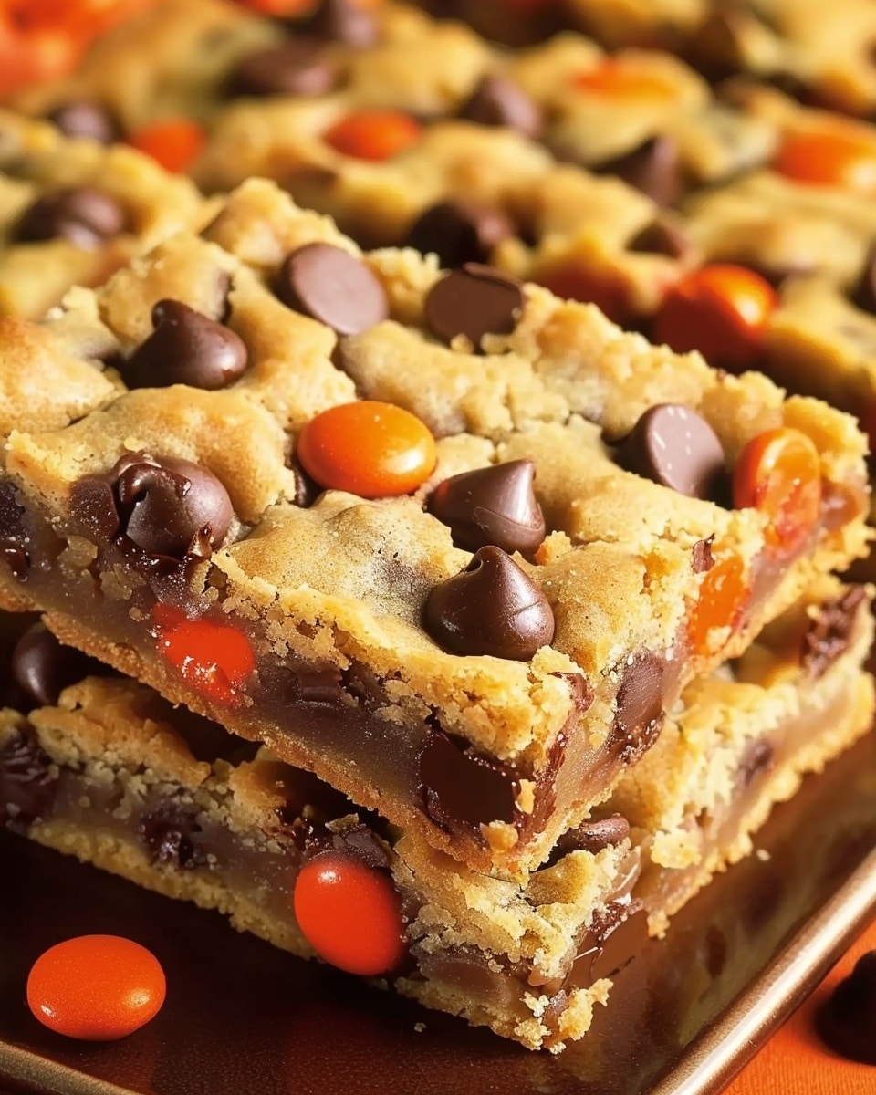 Reese’s Pieces Chocolate Chip Cookie Bars