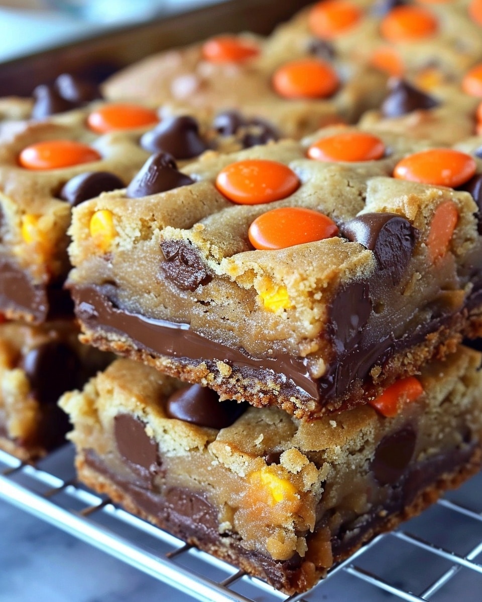 Reese’s Pieces Chocolate Chip Cookie Bars