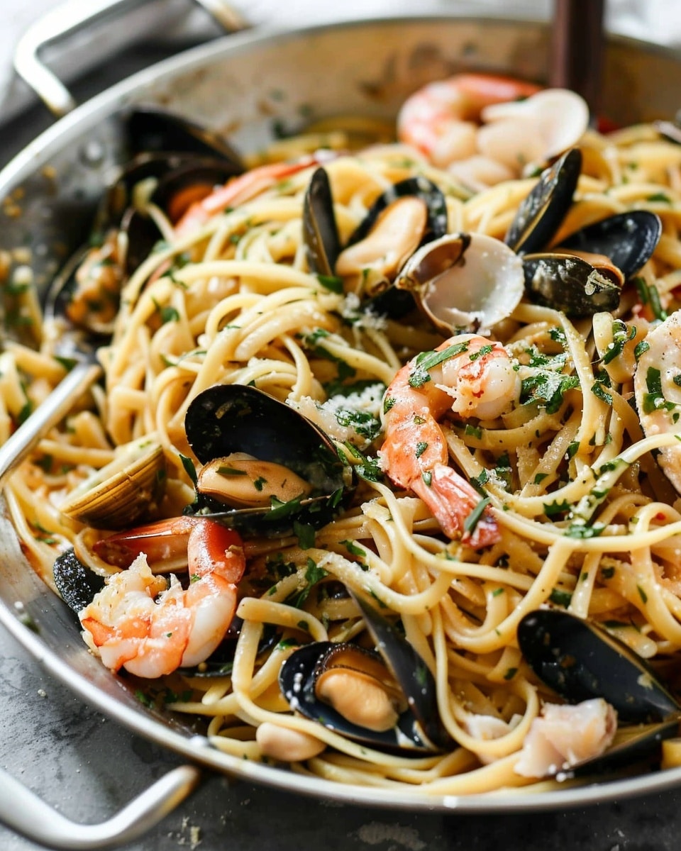 Seafood Pasta with White Wine Garlic Butter Sauce