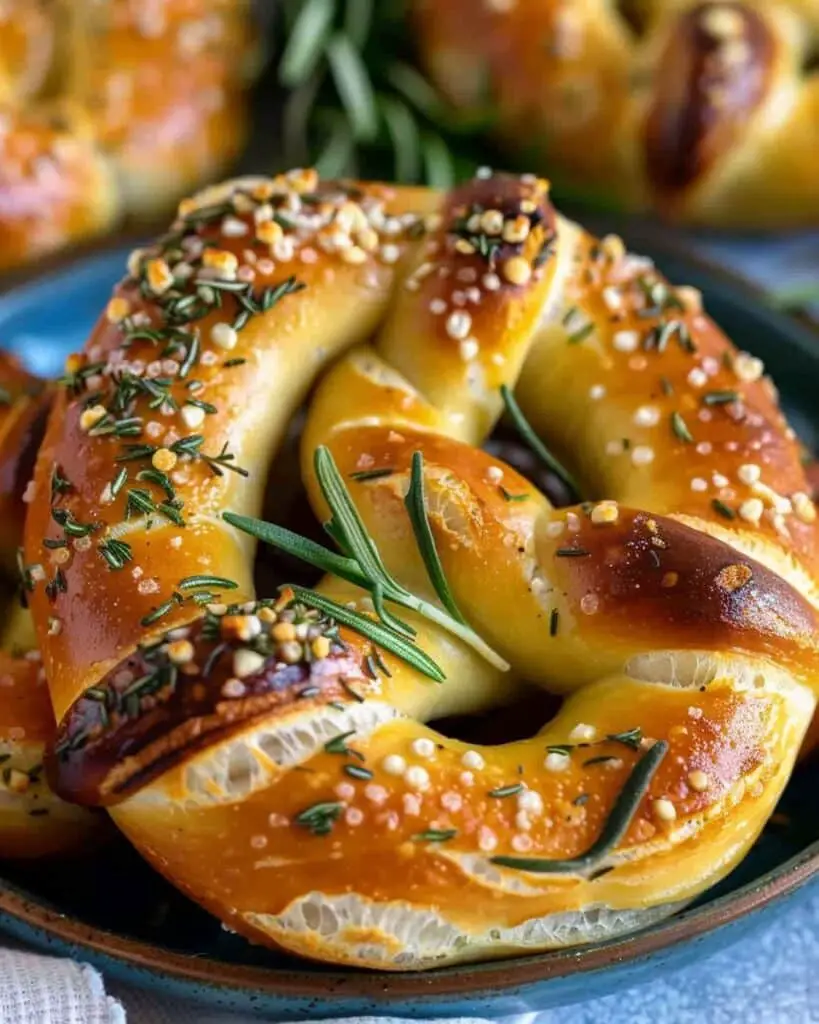 Soft Mozzarella Stuffed Pretzels with Fresh Rosemary