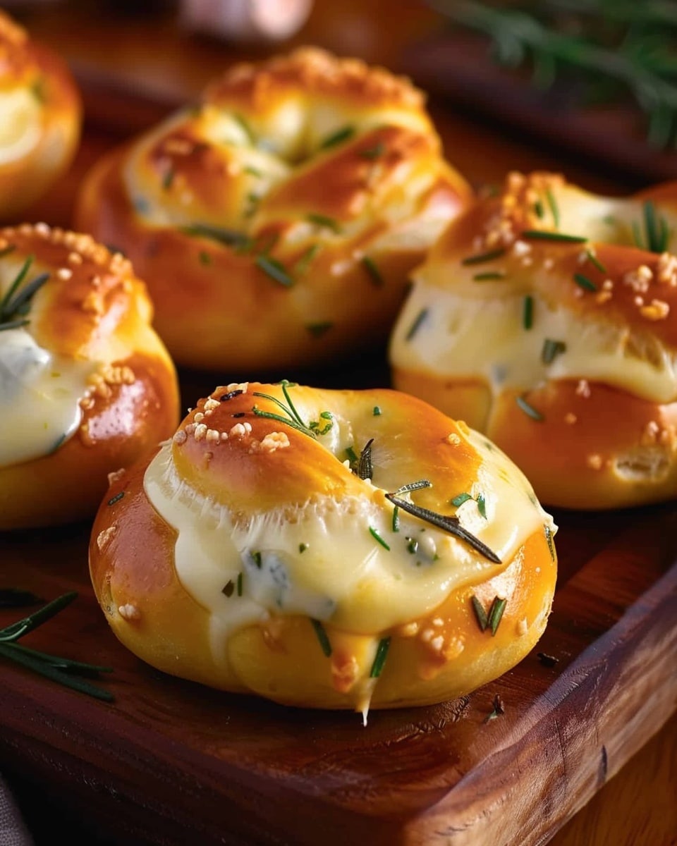 Soft Mozzarella Stuffed Pretzels with Fresh Rosemary
