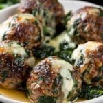 Spinach Garlic Meatballs Stuffed With Mozzarella