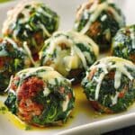 Spinach Garlic Mozzarella Meatballs