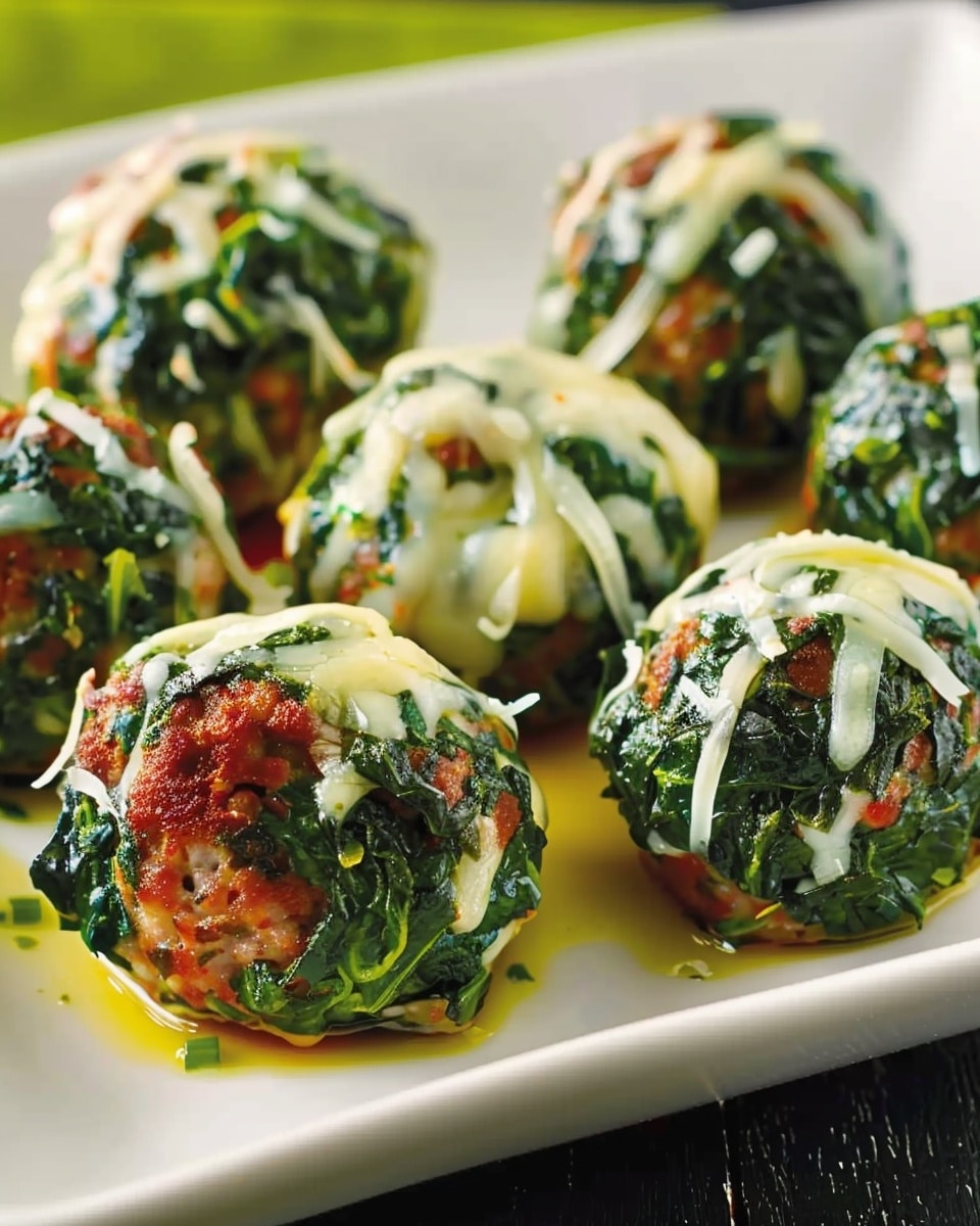 Spinach Garlic Mozzarella Meatballs