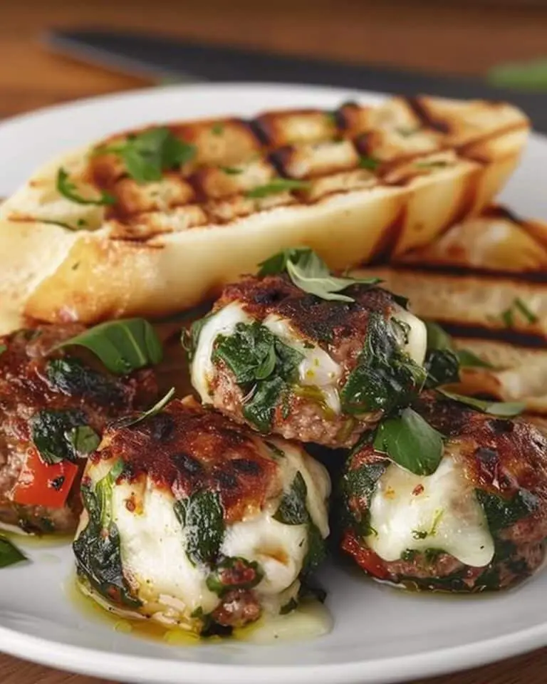 Spinach Garlic Mozzarella Meatballs