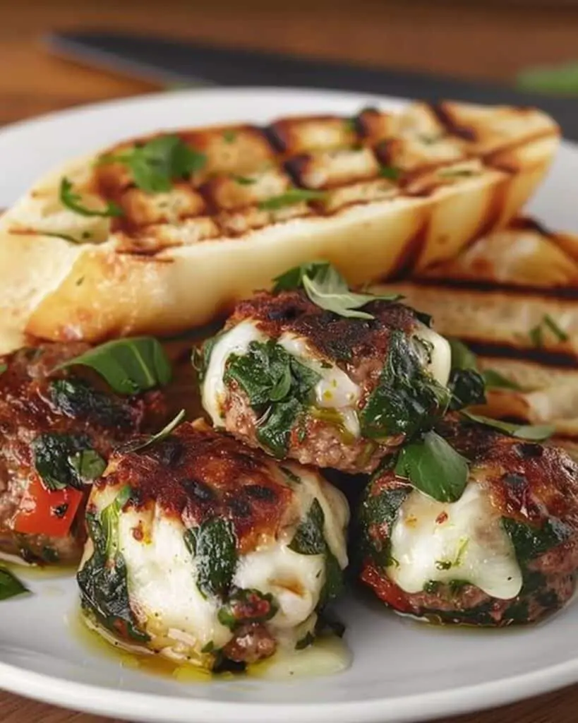 Spinach Garlic Mozzarella Meatballs