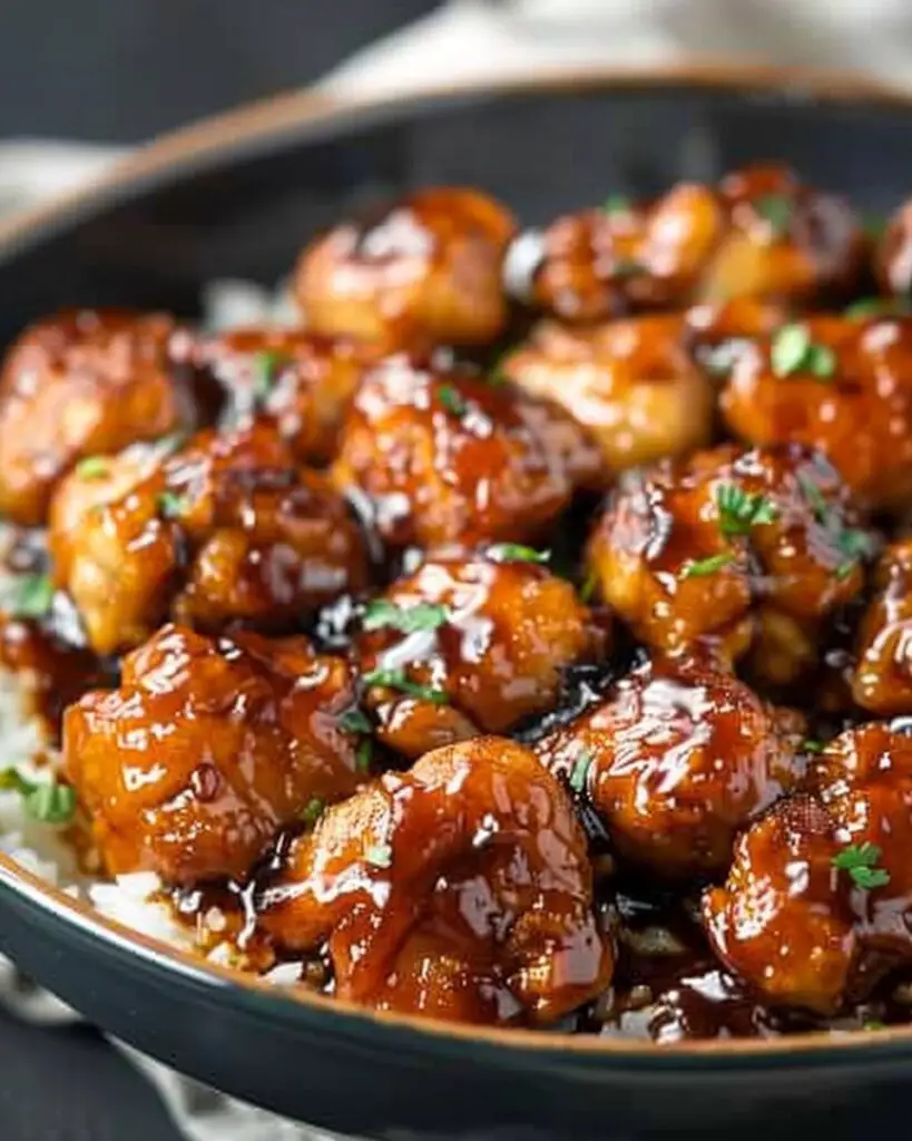 Sticky Sweet Crockpot Chicken Over Rice