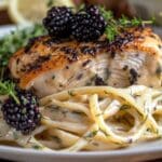 Blackberry Pepper Jack Chicken with Garlic Herb Cream Sauce