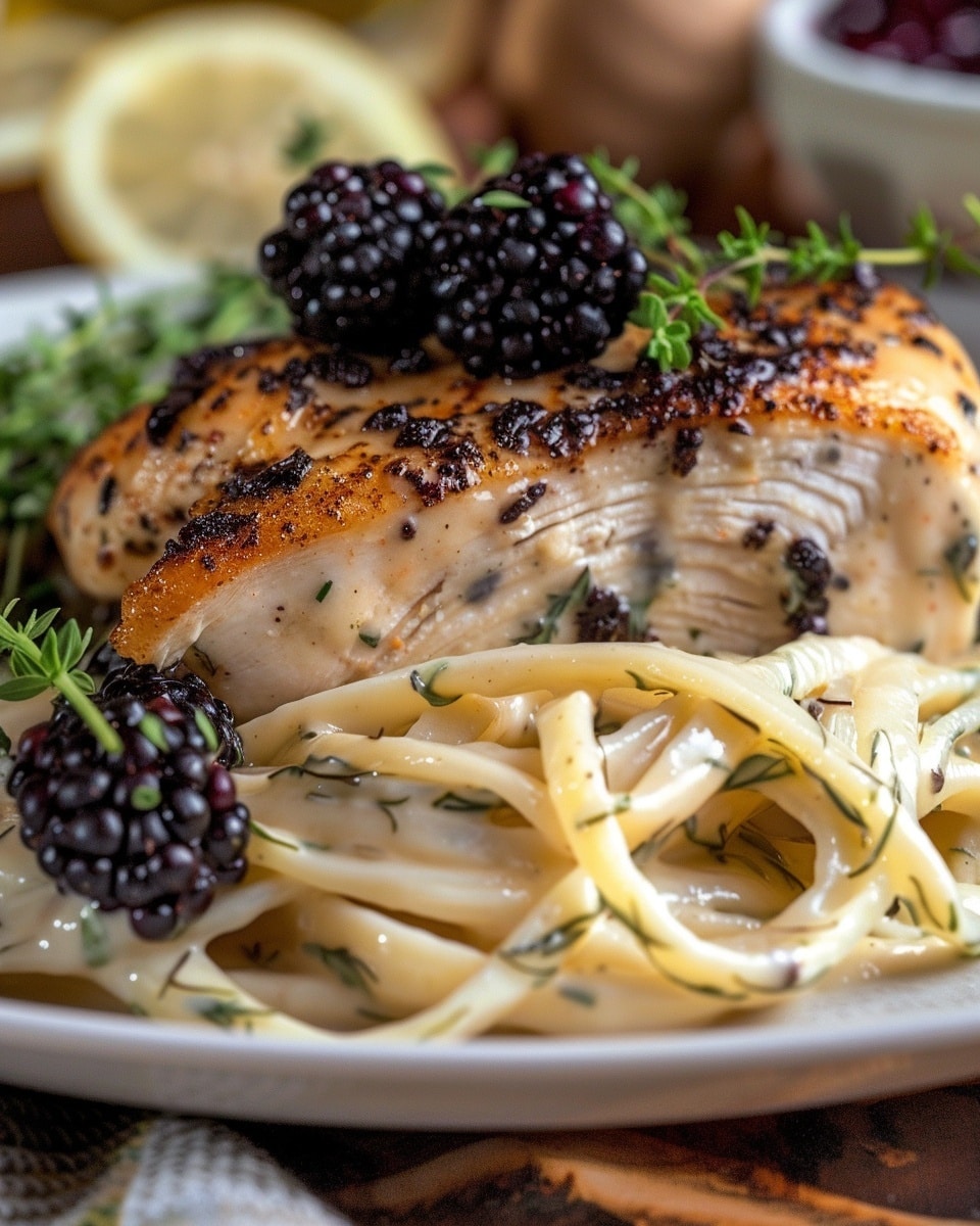 Blackberry Pepper Jack Chicken with Garlic Herb Cream Sauce