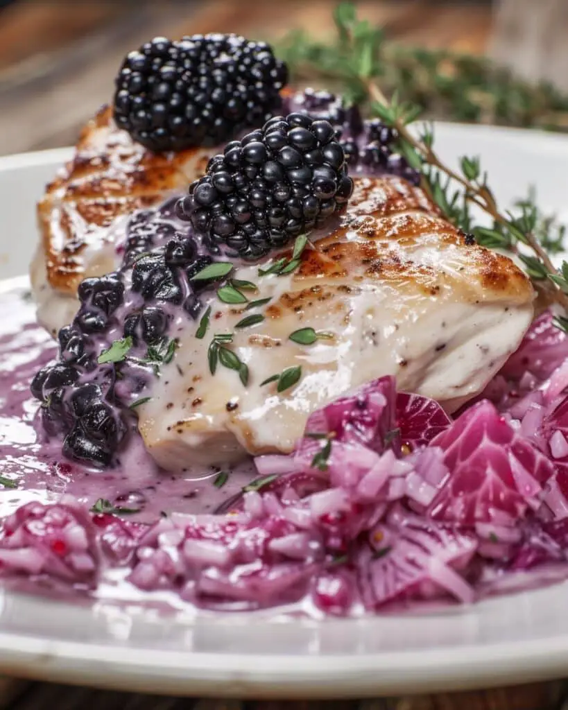 Blackberry Pepper Jack Chicken with Garlic Herb Cream Sauce