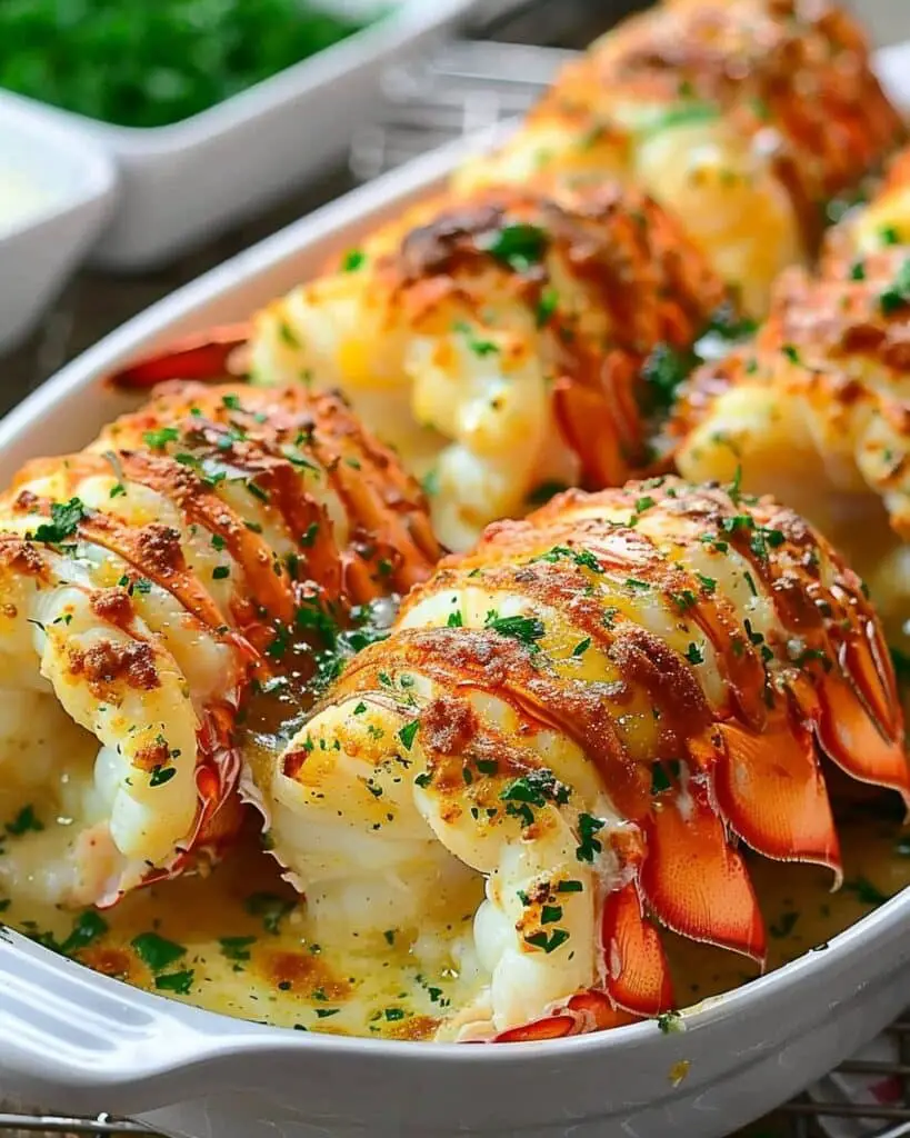 Broiled Lobster Tails in Creamy Garlic Butter Sauce
