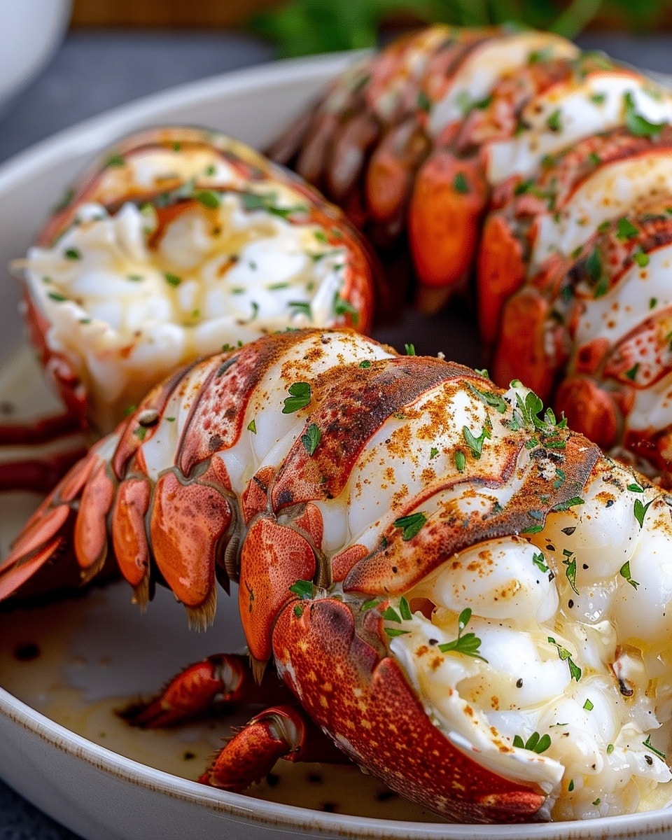 Broiled Lobster Tails in Creamy Garlic Butter Sauce