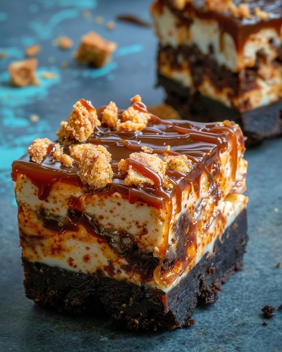 Butterfinger Caramel Cheesecake Bars