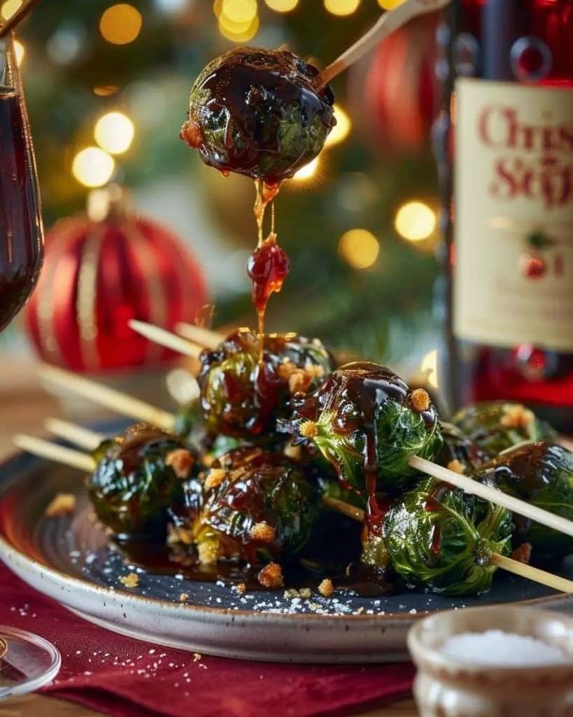 Caramelized Brussels Sprouts Christmas Skewers