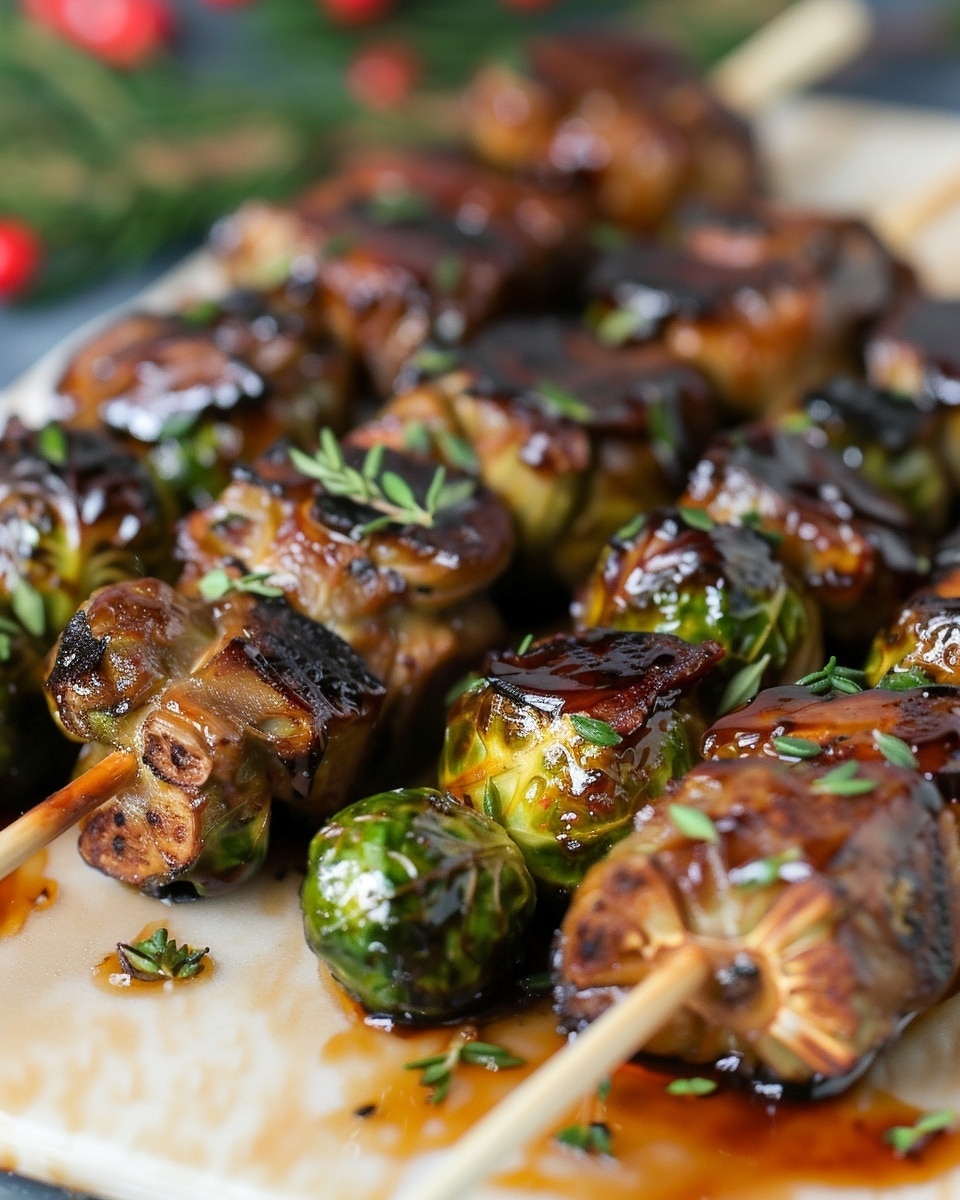 Caramelized Brussels Sprouts Christmas Skewers