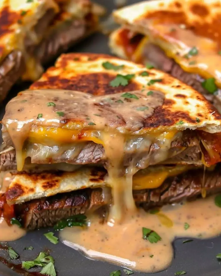 Cheese-Crusted Steak Quesadillas