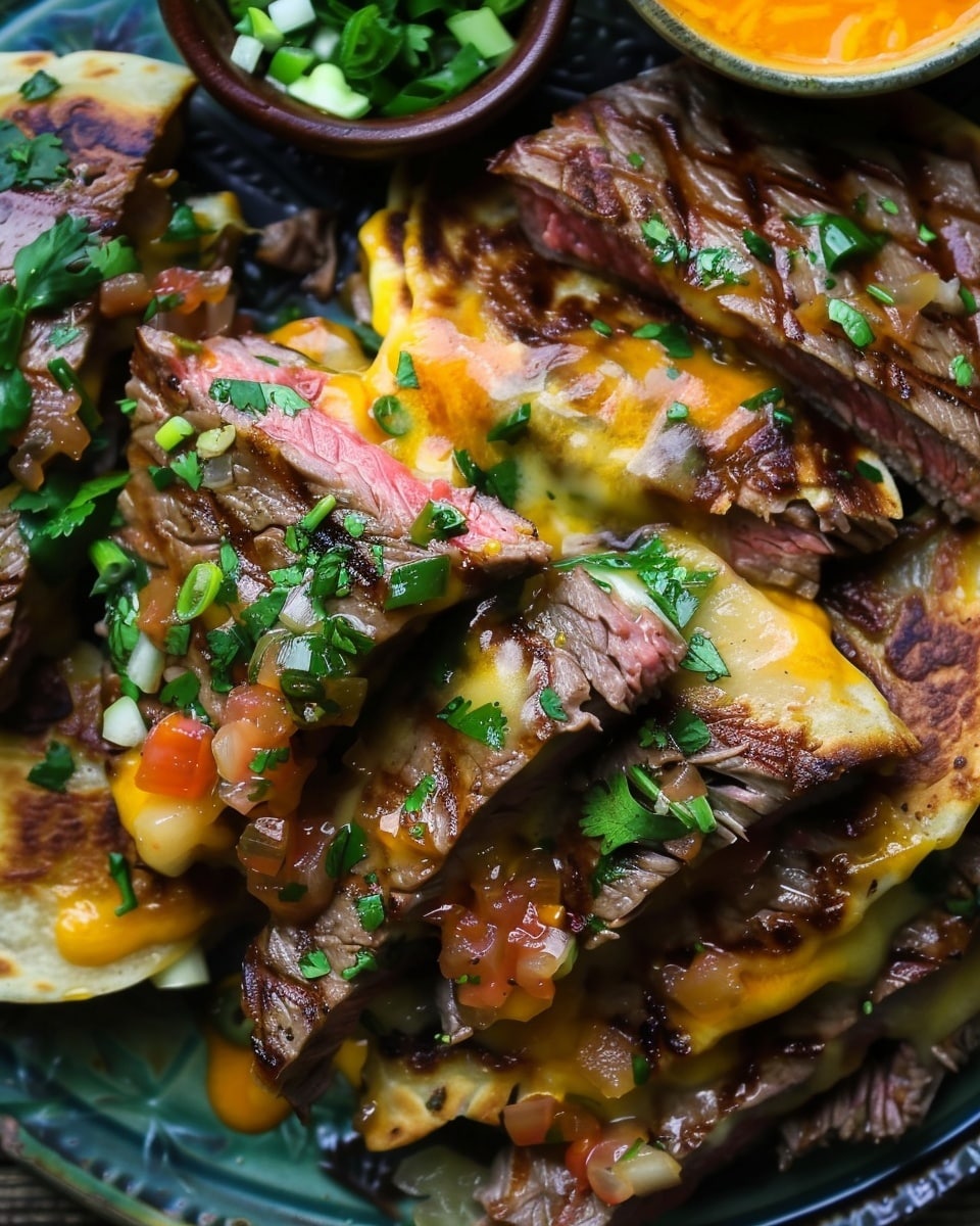 Cheese-Crusted Steak Quesadillas