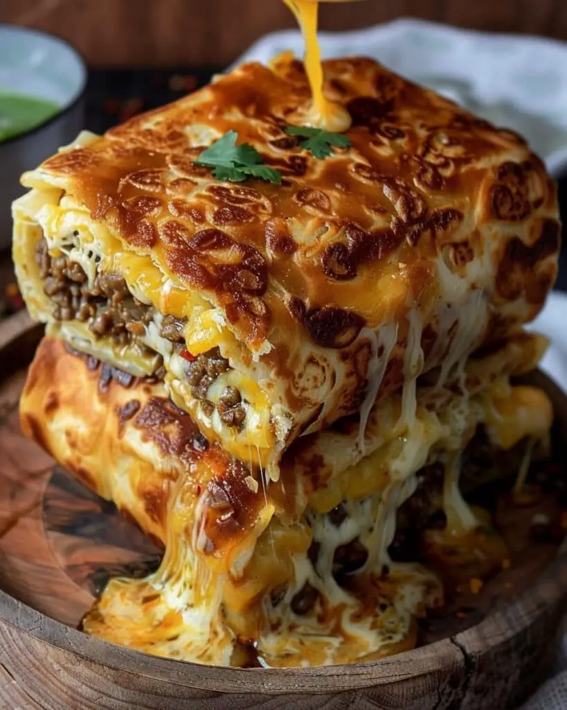 Cheesy Beef Stuffed Tortilla Wraps