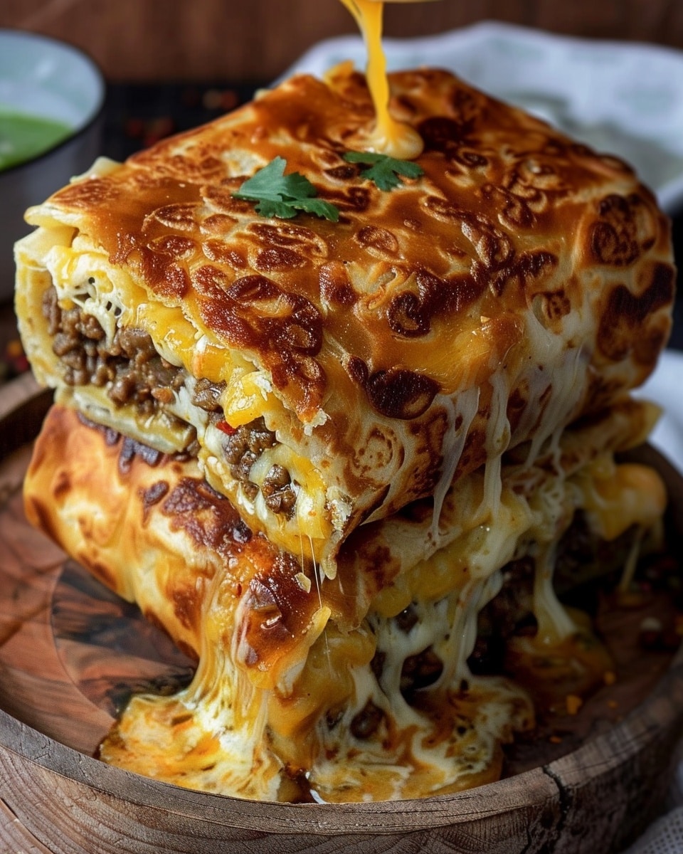 Cheesy Beef Stuffed Tortilla Wraps