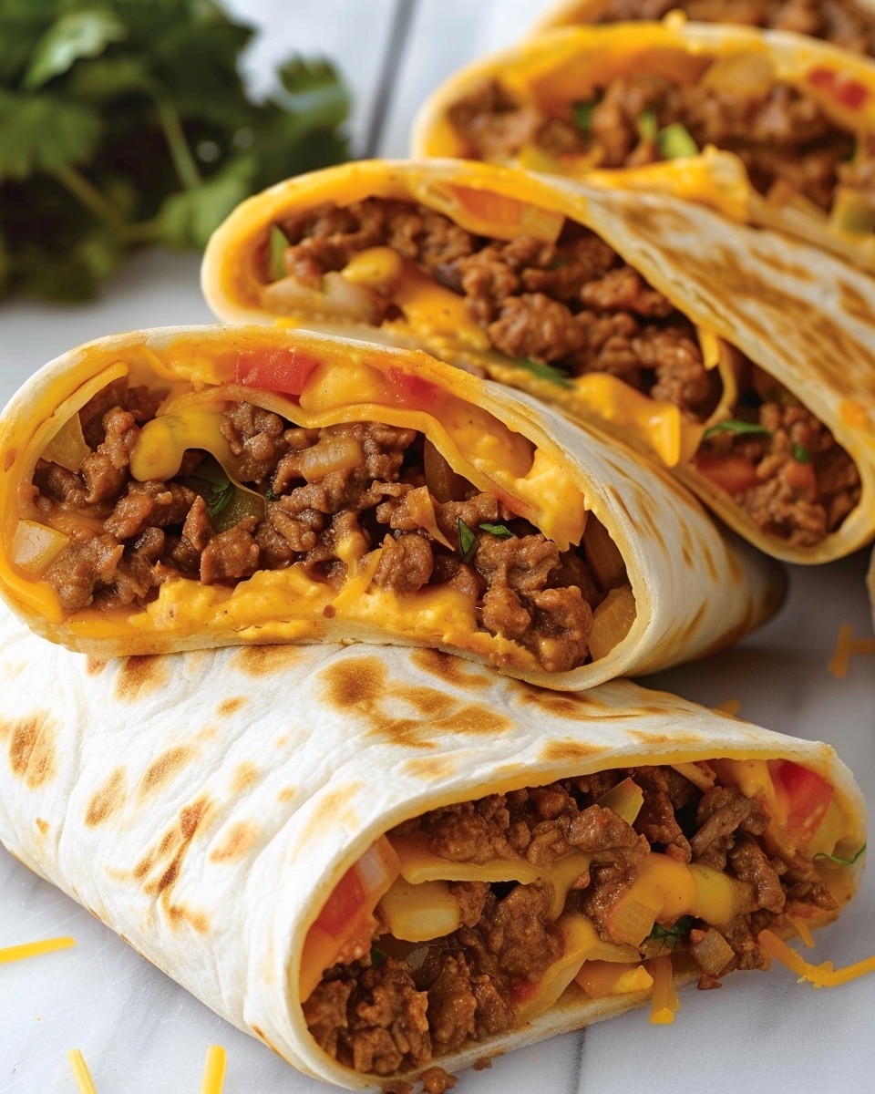 Cheesy Beef Stuffed Tortilla Wraps