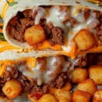 Cheesy Potato Beef Burritos with Tater Tots